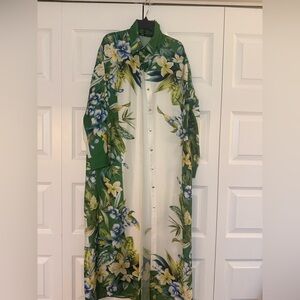 Zara Tropical Scarf Print Long Sleeve Dress